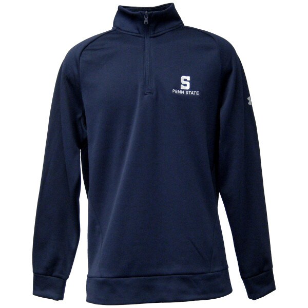 men's Under Armour navy 1/2 zip fleece top with stitched block S and Penn State